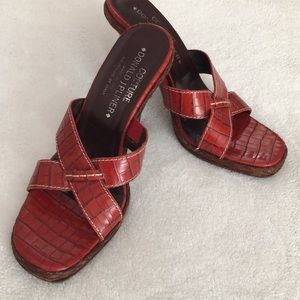 Donald J Pliner!❤️Couture Italian Leather Red Sandals Vintage! Excellent Size 7
